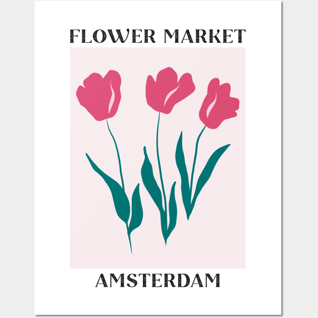 Flower Market Amsterdam Pink Tulips Wall Art by hwprintsco